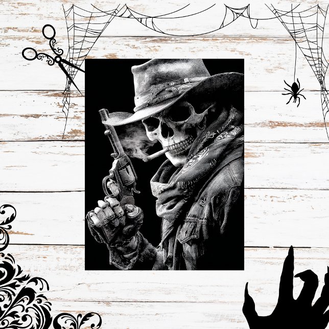 Decoupage Smoking Gothic Skeleton Cowboy Gunslinge Seidenpapier (Von Creator hochgeladen)