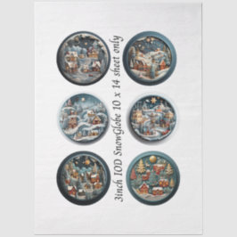 Decoupage Snow Globe Moulds Winter Village 3" Seidenpapier