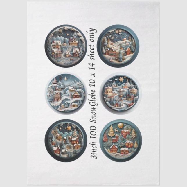 Decoupage Snow Globe Moulds Winter Village 3" Seidenpapier (Vorderseite)