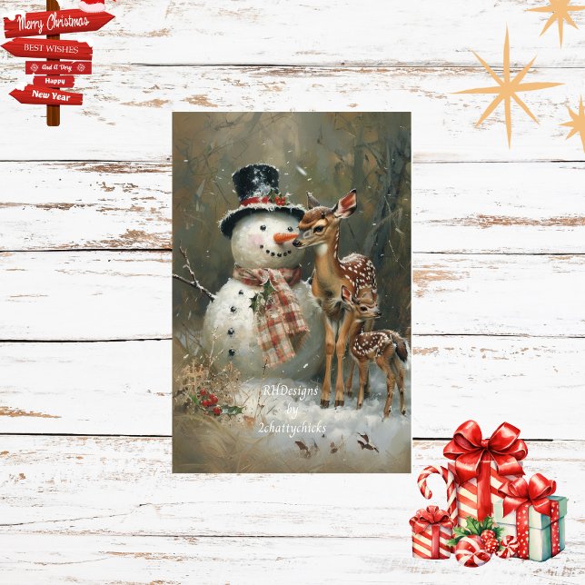Decoupage Snowman & Rentier Snowy Woodlands Seidenpapier (Von Creator hochgeladen)