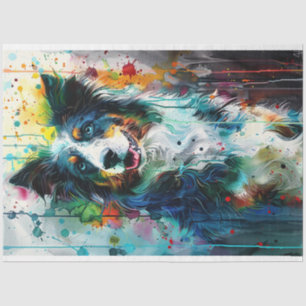 Decoupage Spritzer Painted Australian Shepherd Seidenpapier