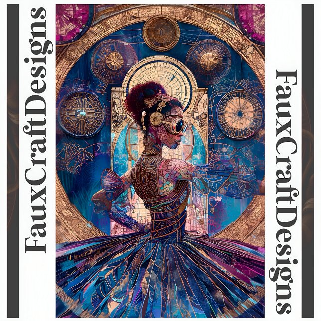 Decoupage Steampunk Ballerina Blue Imitats Mosaic  Seidenpapier (Von Creator hochgeladen)