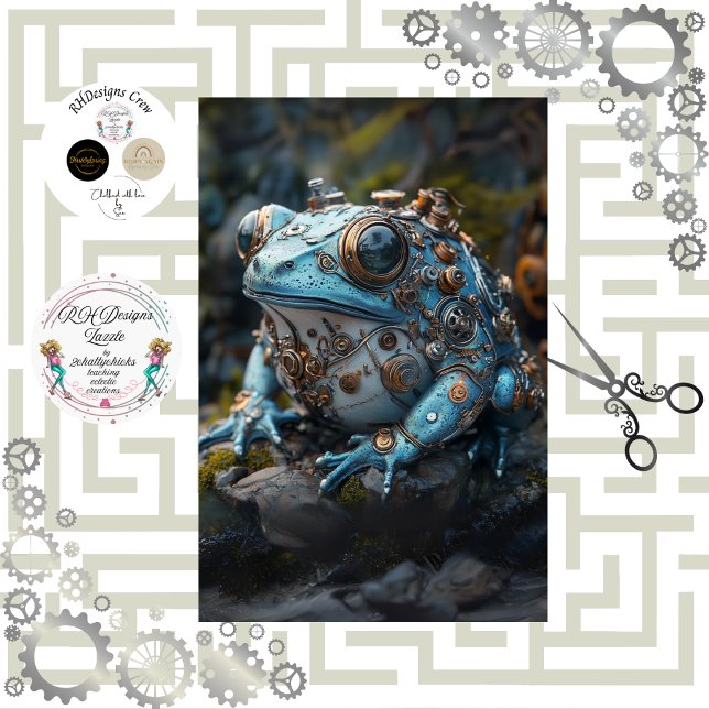 Decoupage Steampunk Blue Frog Seidenpapier (Von Creator hochgeladen)
