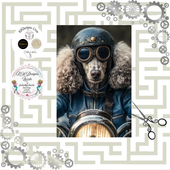 Decoupage Steampunk Blue Standard Poodle Seidenpapier (Von Creator hochgeladen)