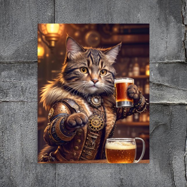 Decoupage - Steampunk cat with beer - Seidenpapier (Von Creator hochgeladen)