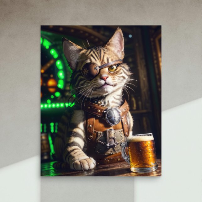 Decoupage - Steampunk cat with beer - Seidenpapier (Von Creator hochgeladen)