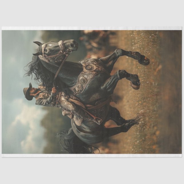 Decoupage Steampunk Cowboy Horse Rodeo Seidenpapier (Vorderseite)