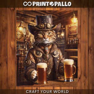 Decoupage - Steampunk Cowboy Katze - Seidenpapier