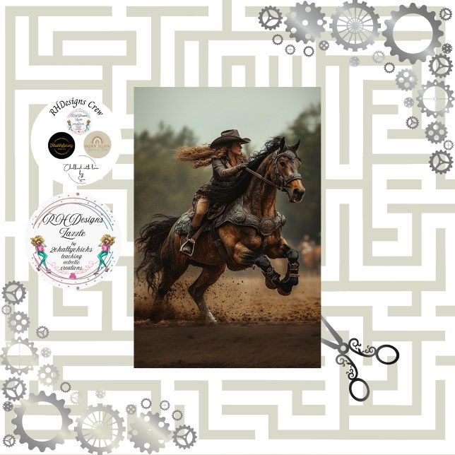 Decoupage Steampunk Cowgirl Horse Rider Seidenpapier (Von Creator hochgeladen)