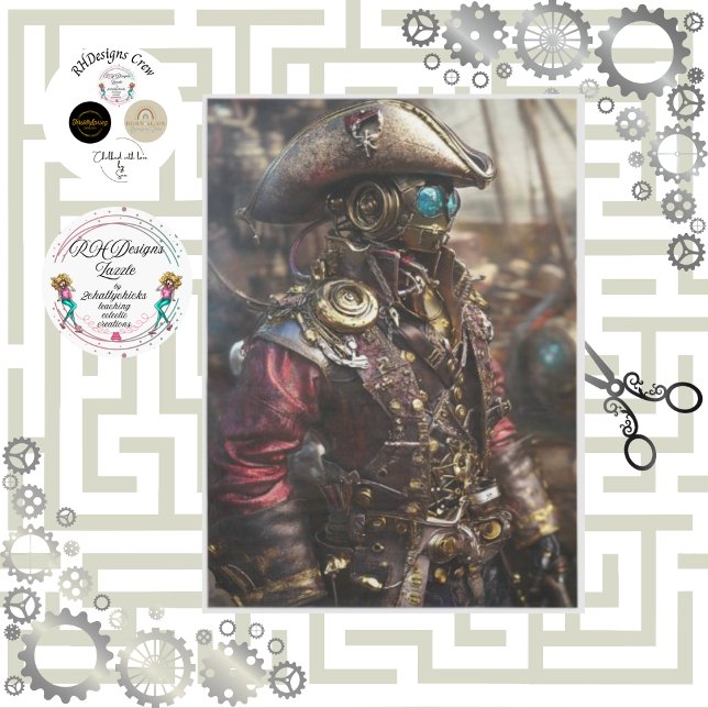 Decoupage Steampunk Cyborg Pirate Seidenpapier (Von Creator hochgeladen)