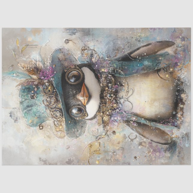 Decoupage Steampunk Extradentary Pinguin Seidenpapier (Vorderseite)