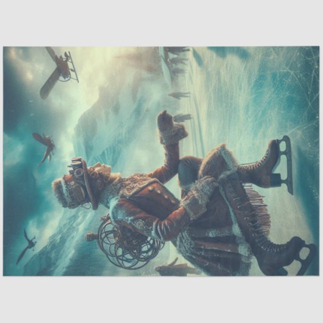 Decoupage Steampunk Fantasy Winter Messenger Seidenpapier (Vorderseite)