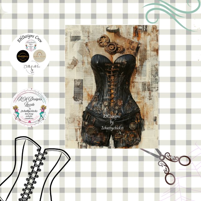 Decoupage Steampunk Gearwork Corset Mannequin  Seidenpapier (Von Creator hochgeladen)