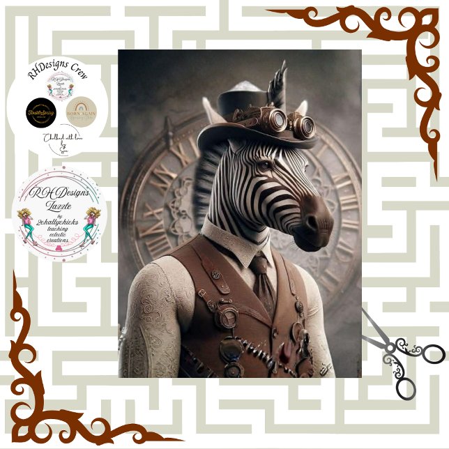 Decoupage Steampunk Gentleman Zebra Regalia  Seidenpapier (Von Creator hochgeladen)