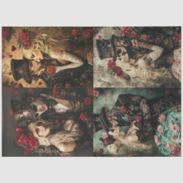 Decoupage Steampunk Gothic Valentine Paare (4) Seidenpapier