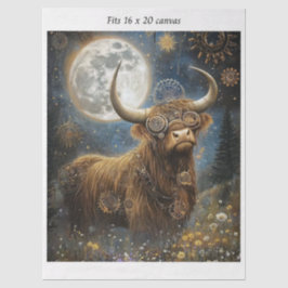 Decoupage Steampunk Highland Celestial Moon Canvas Seidenpapier