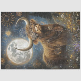 Decoupage Steampunk Highland Cow & Moon Seidenpapier