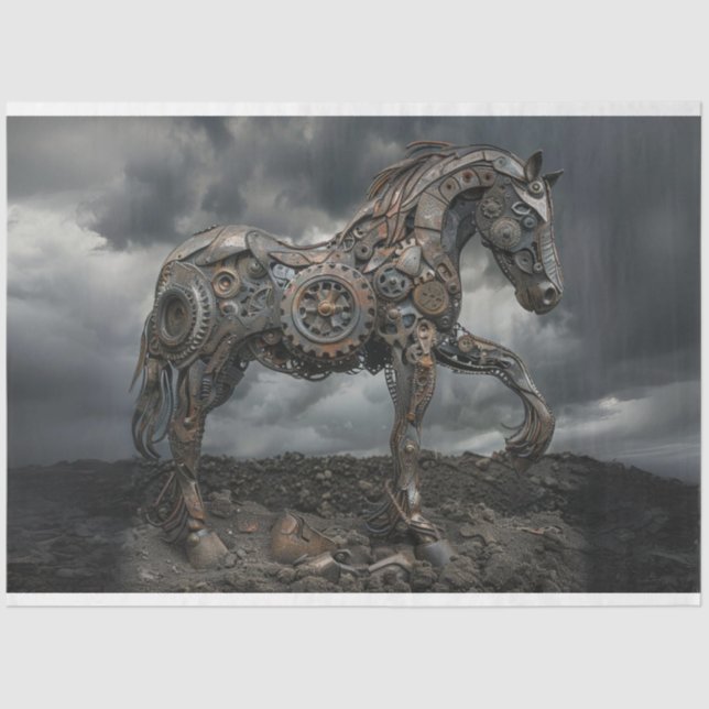 Decoupage Steampunk Horse Ironhoof Seidenpapier (Vorderseite)