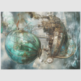Decoupage Steampunk Hot Air Ballon & Globe Seidenpapier