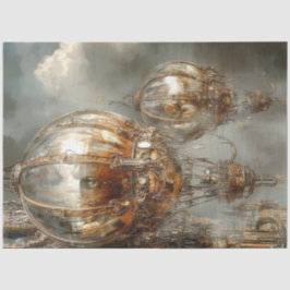 Decoupage Steampunk Hot Air Balloon Mirror beenden Seidenpapier