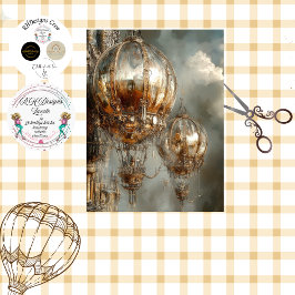 Decoupage Steampunk Hot Air Balloon Mirror beenden Seidenpapier