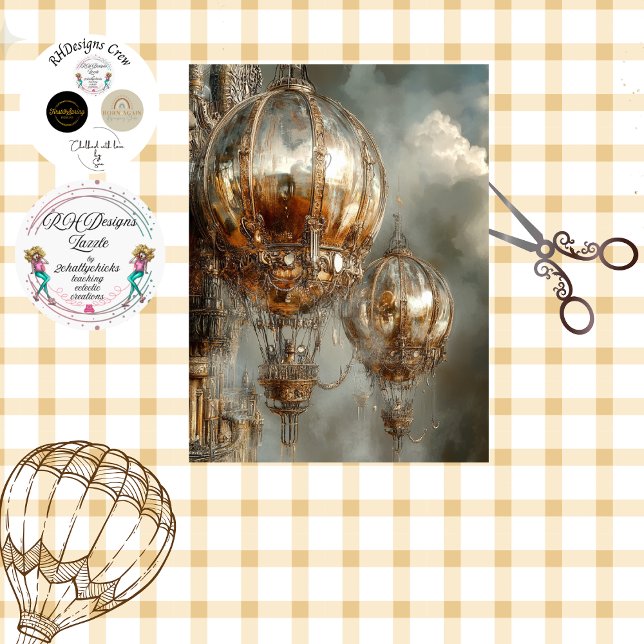 Decoupage Steampunk Hot Air Balloon Mirror beenden Seidenpapier (Von Creator hochgeladen)