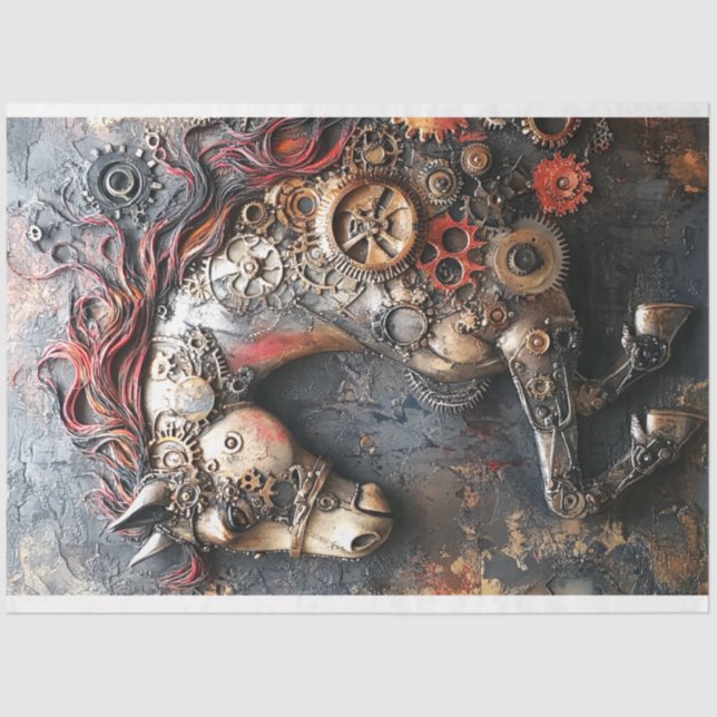 Decoupage Steampunk Iron Horse Gearheart Seidenpapier (Vorderseite)