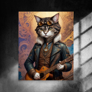 Decoupage - Steampunk-Katze mit Schutzbrille & Git Seidenpapier