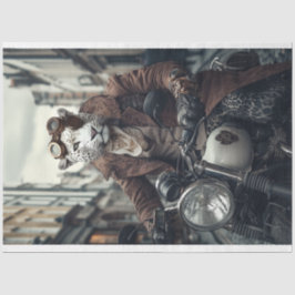 Decoupage Steampunk Leo Leopard Motorrad-Fahrer Seidenpapier