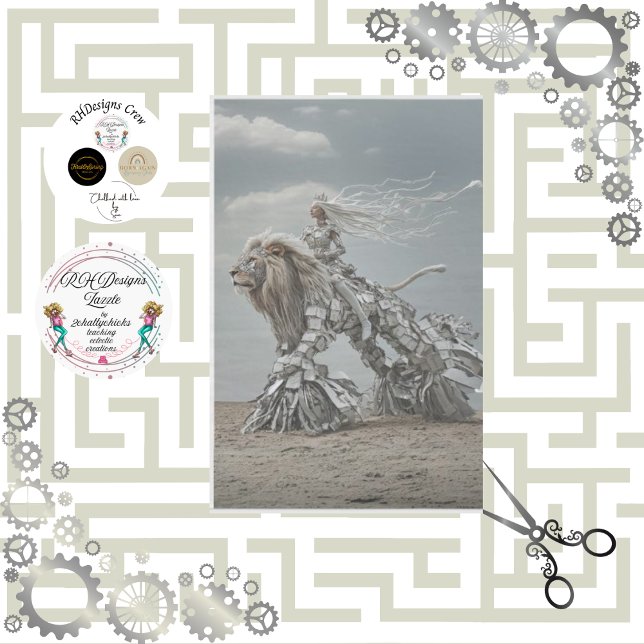 Decoupage Steampunk Lion Lioness Landscape Seidenpapier (Von Creator hochgeladen)