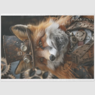 Decoupage Steampunk Long Hahaar Red Fox Seidenpapier