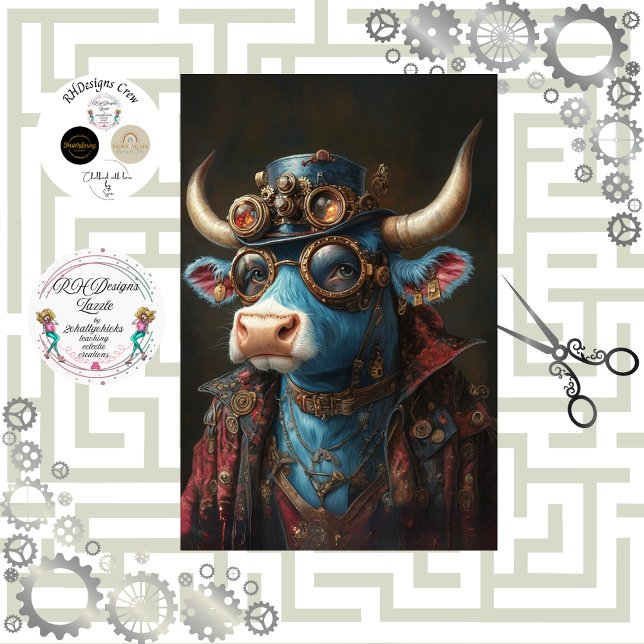Decoupage Steampunk Mechanischer Vintager Bull Seidenpapier (Von Creator hochgeladen)