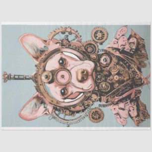 Decoupage Steampunk Pink Hund genannt Pawsworth Seidenpapier