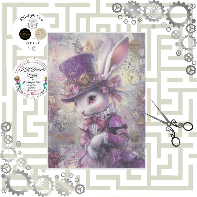 Decoupage Steampunk Rabbit Alice Wonderland Seidenpapier (Von Creator hochgeladen)