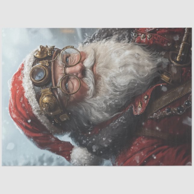 Decoupage Steampunk Santa Winter Weather Seidenpapier (Vorderseite)
