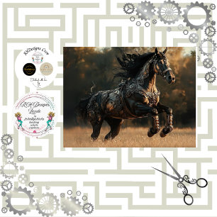 Decoupage Steampunk Stallion Kupfer IRONMANE Seidenpapier