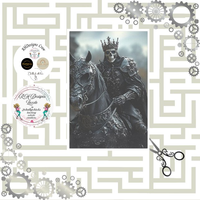 Decoupage Steampunk Stallion und King Skeleton Seidenpapier (Von Creator hochgeladen)