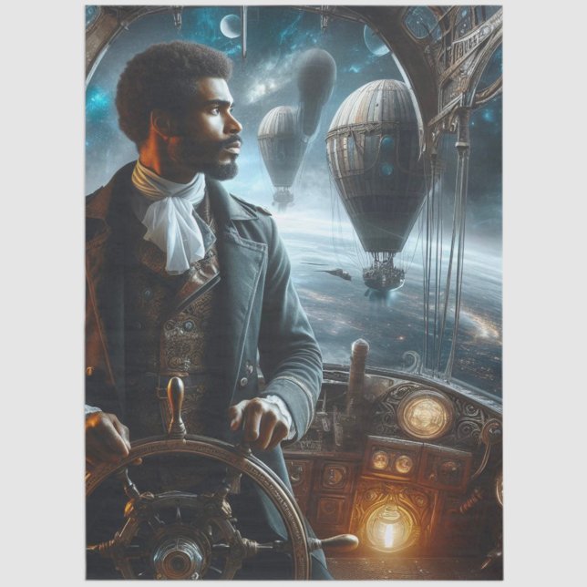 Decoupage Steampunk Victorian Space Air Captain Seidenpapier (Von Creator hochgeladen)