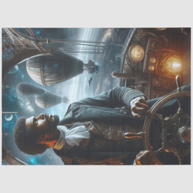 Decoupage Steampunk Victorian Space Air Captain Seidenpapier (Vorderseite)