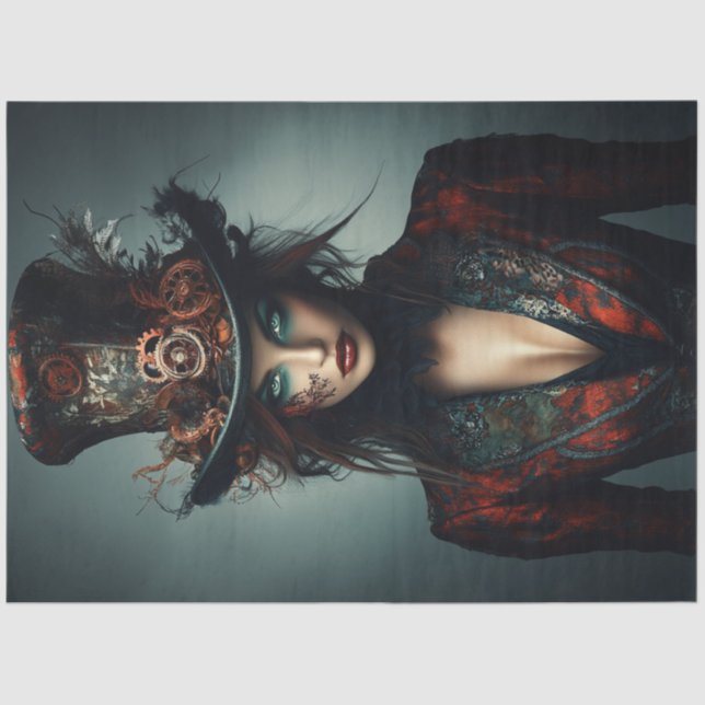 Decoupage Steampunk Viktorianisch Schöne Frau Seidenpapier (Vorderseite)