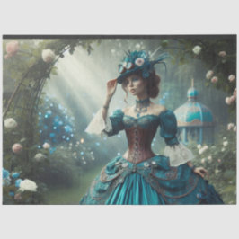 Decoupage Steampunk Vintage Victorian Garden Lady Seidenpapier