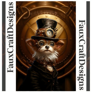 Découpage Süße Steampunk-Hundehut-Brille Rechts 11 Seidenpapier