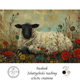 Decoupage Textured Botanic Sheep Artwork Seidenpapier