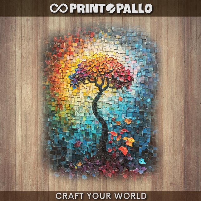 Decoupage - Tiled ceramic dreamlike tree -  Geschenkpapier Set (Von Creator hochgeladen)