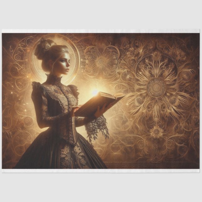 Decoupage Tissue Gothic Viktorianisch Lady Seidenpapier (Vorderseite)