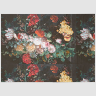 Decoupage Tissue Paper Dark Floral Rose Seidenpapier