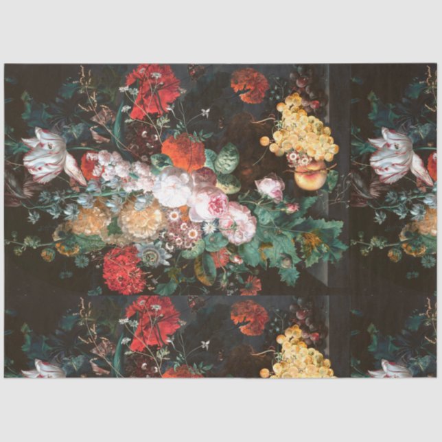 Decoupage Tissue Paper Dark Floral Rose Seidenpapier (Vorderseite)