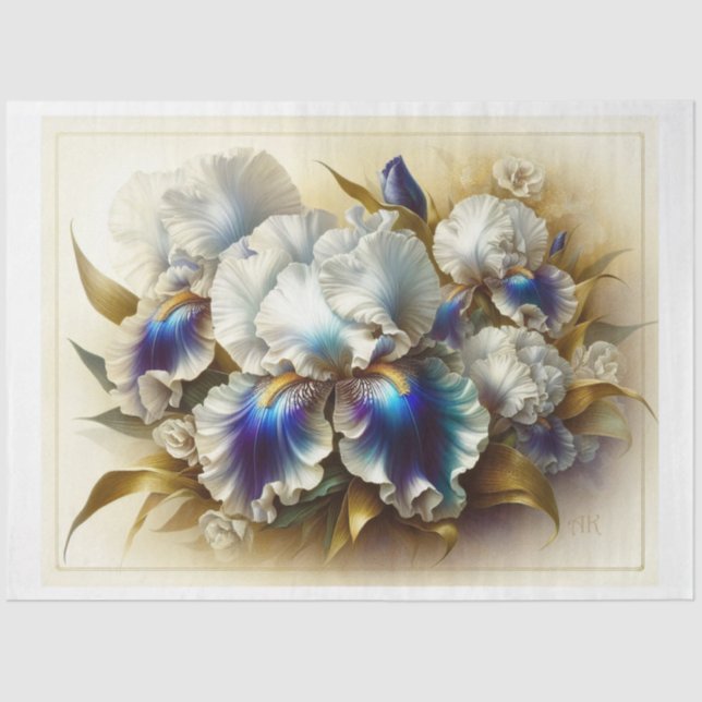 Decoupage Tissue Paper Floral Iris Blume Seidenpapier (Vorderseite)