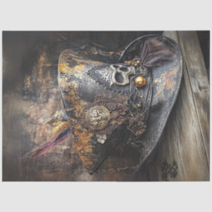 Decoupage Tricorn Rustic Pirate Hat Feather Seidenpapier