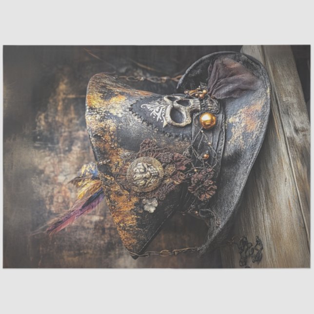 Decoupage Tricorn Rustic Pirate Hat Feather Seidenpapier (Vorderseite)